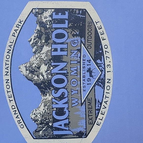 Grand Teton National Park Jackson Hole Wyoming Graphic T-Shirt in Light Blue - Picture 8 of 8